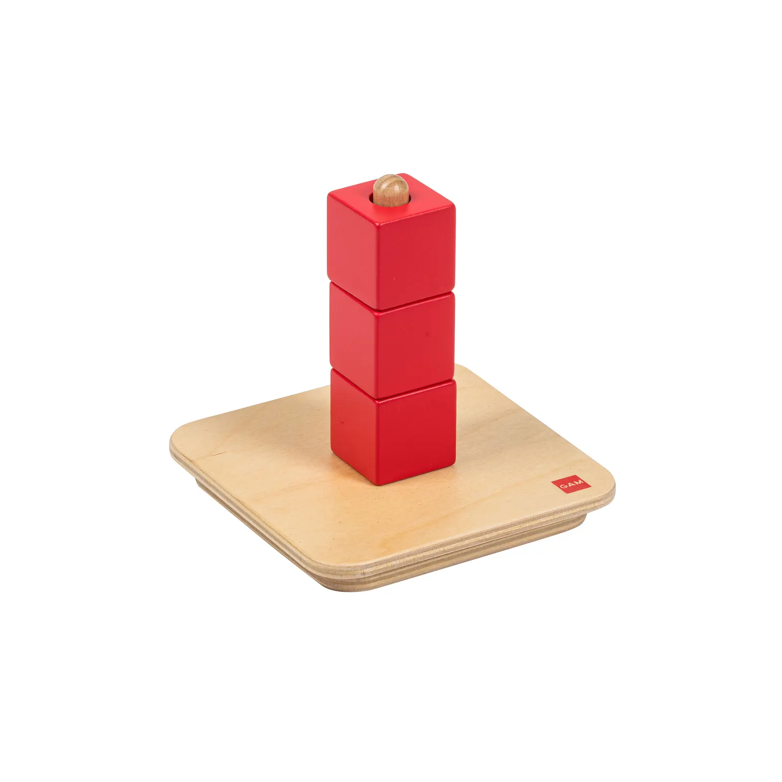 Cubes on a vertical dowel: View 1