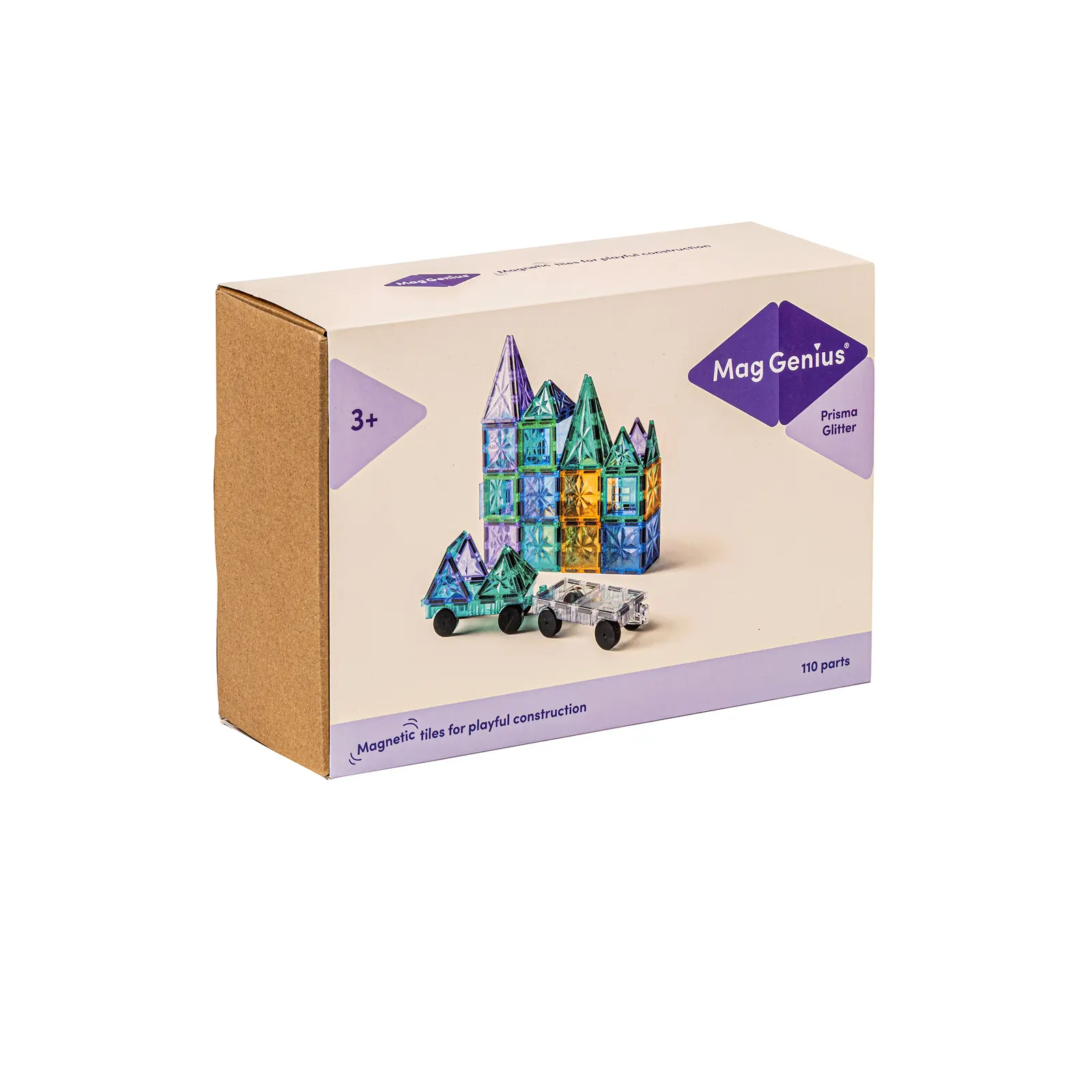 MagGenius magnetické stavebnice pre deti: 110 dielov s trblietavým efektom: Montessori pomôcka | Faborino