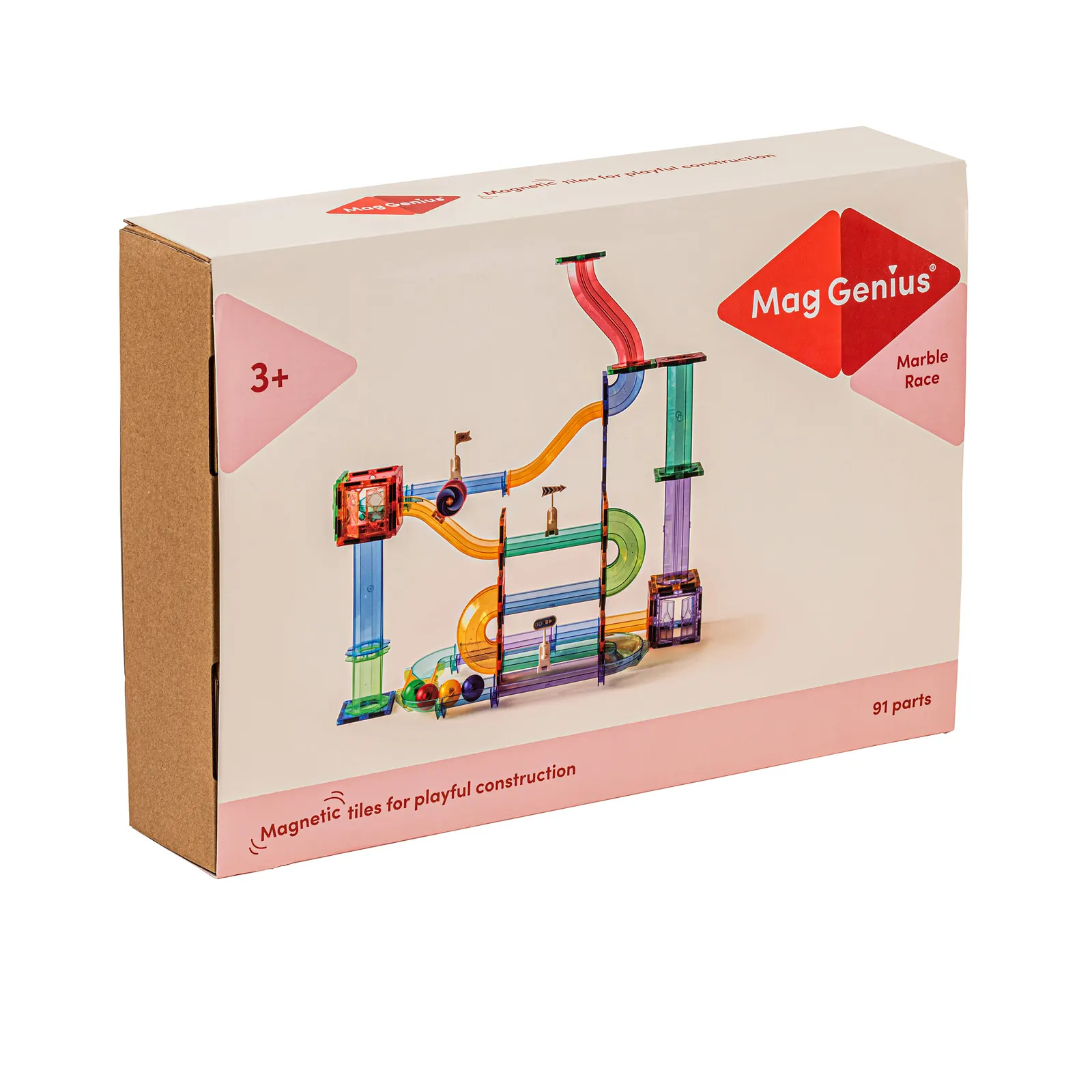 Magnetická guličková dráha pre deti: 91 dielov: Montessori pomôcka | Faborino