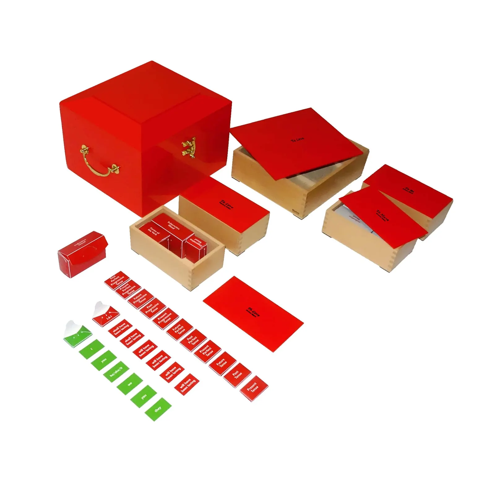 Skříňka na časování sloves - Montessori Material | Faborino