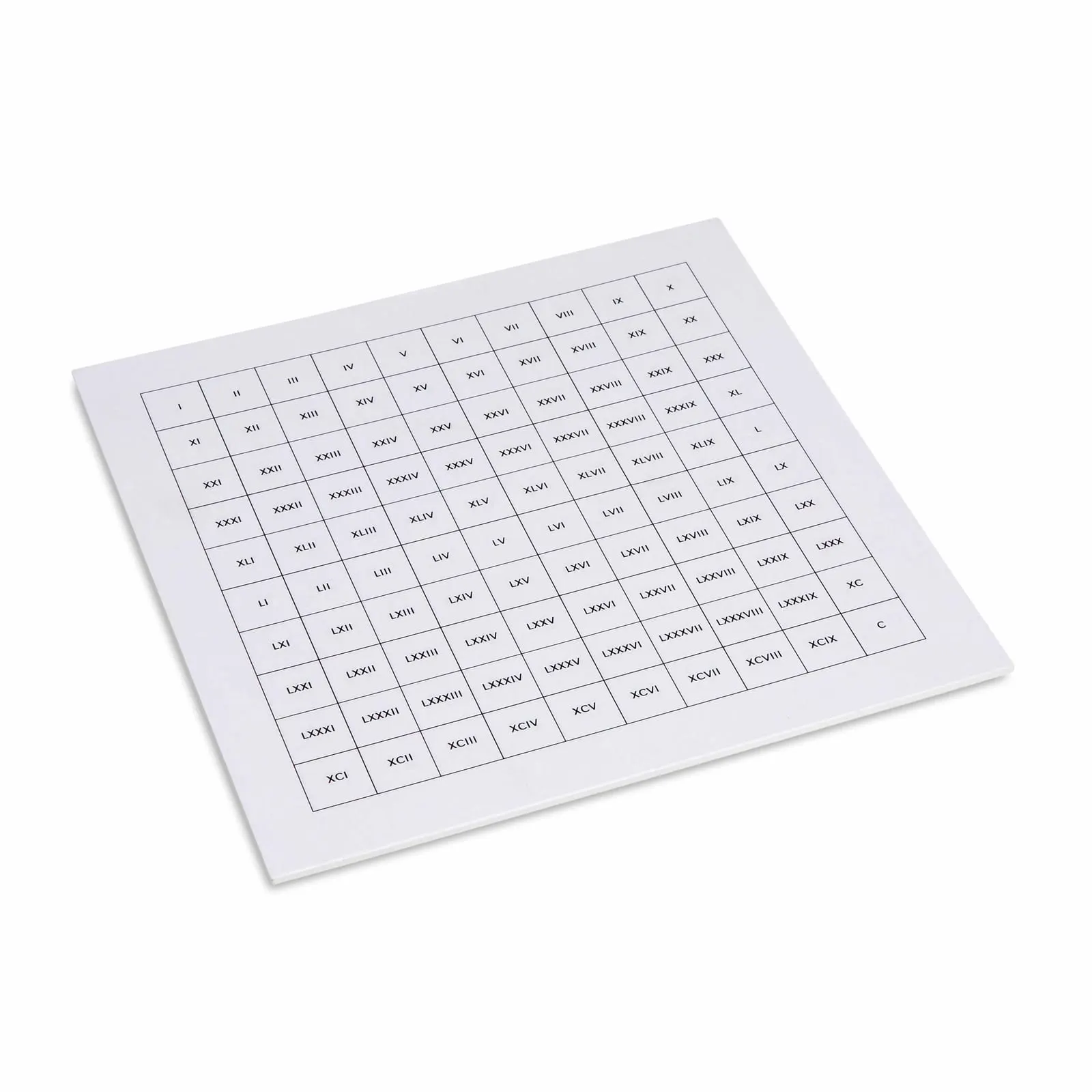 Kontrolní tabulka: stovková tabule s římskými číslicemi - Montessori Material | Faborino