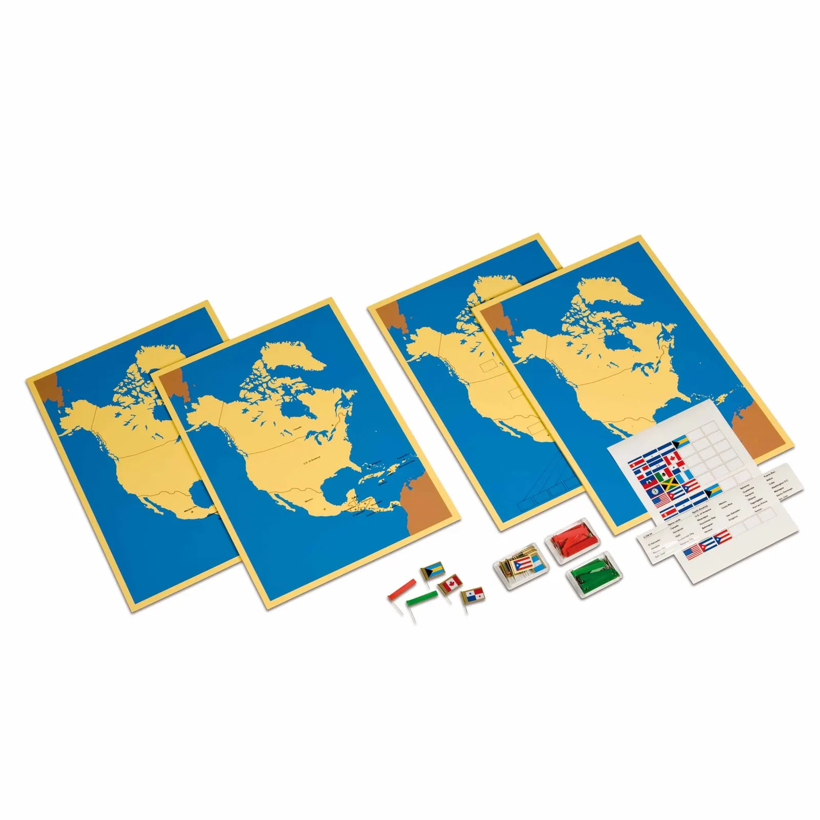 Čtyři mapy Severní Ameriky - Montessori Material | Faborino
