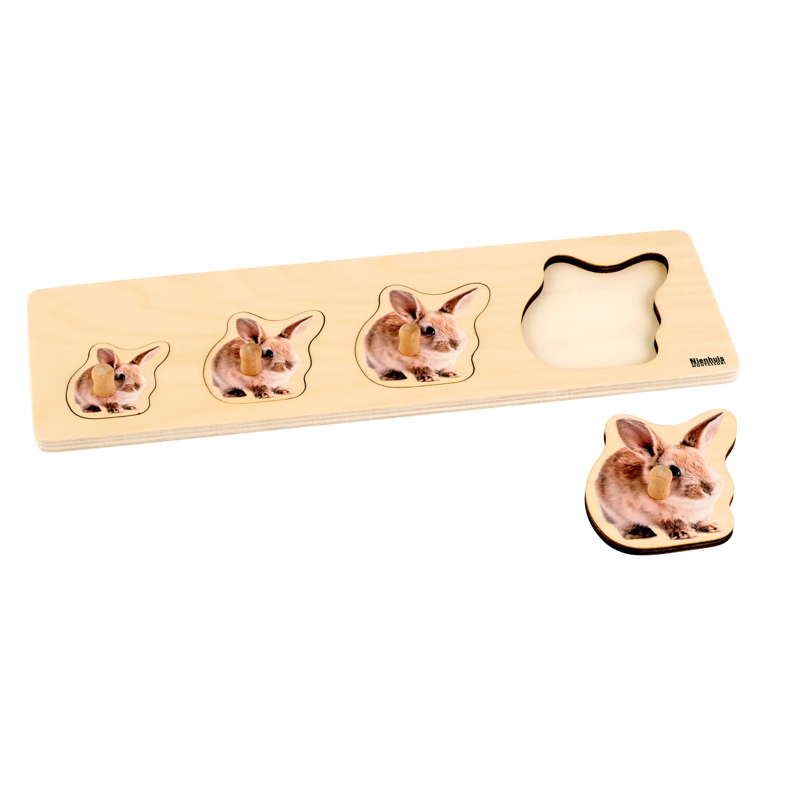 Puzzle pre najmenších: 4 zajace: Dieťa pri učení