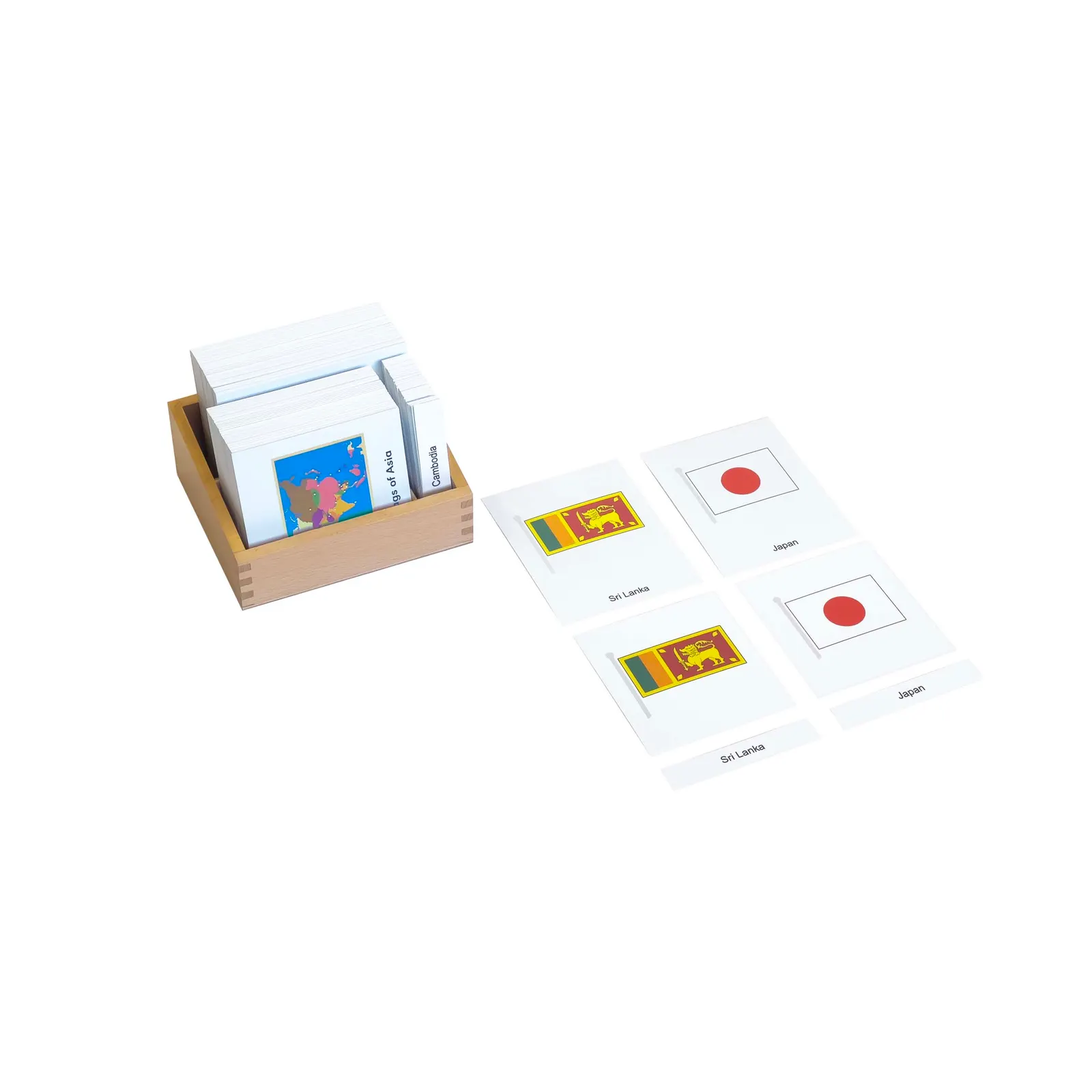 Vlajky Asie: kompletní sada - Montessori Material | Faborino
