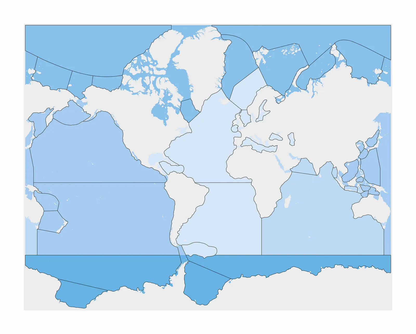 Kontrolná mapa morí a oceánov: bez popisov: Náhľad 1