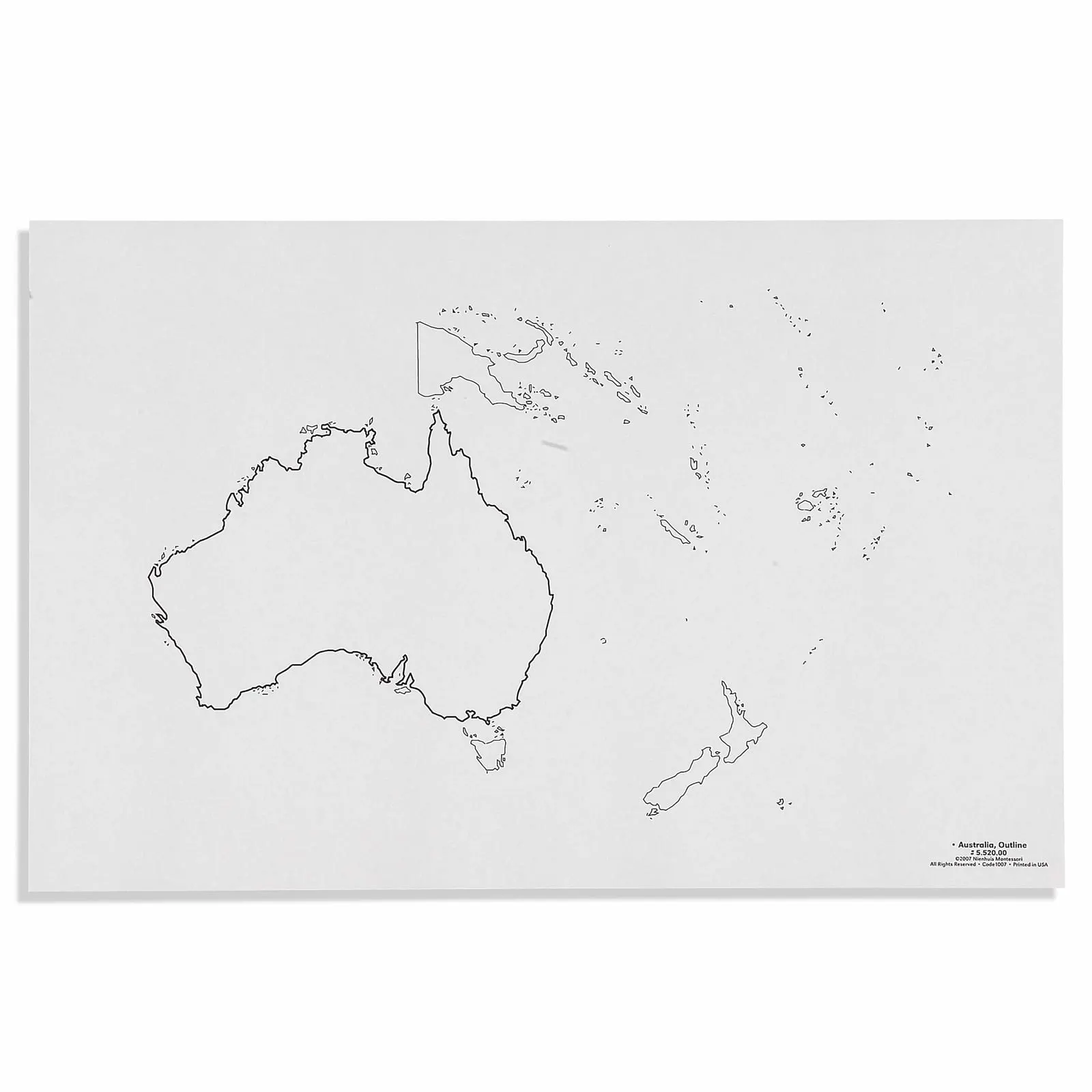 Austrálie: Obrysové mapy: Balení 50 ks - Montessori Material | Faborino