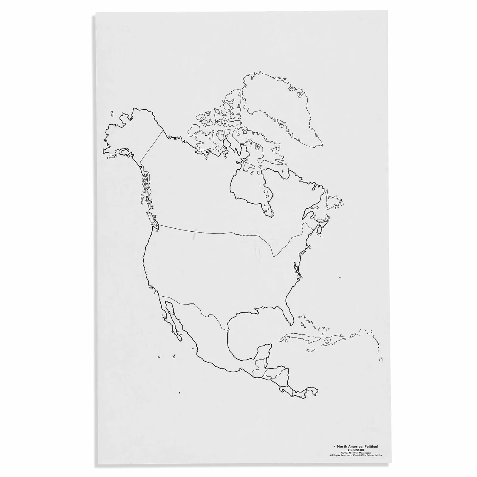 Severní Amerika: Politická mapa (50) - Montessori Material | Faborino