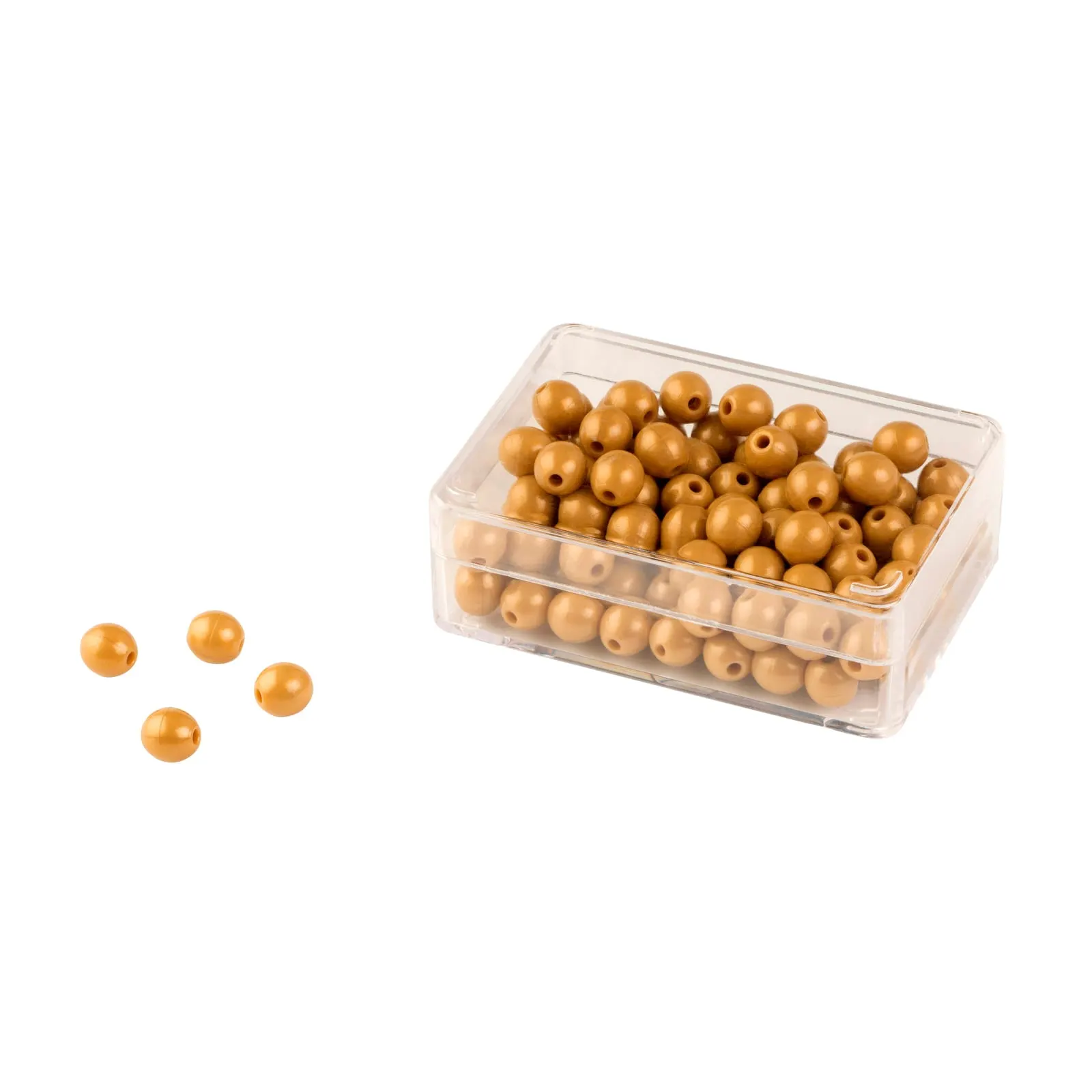 100 Golden Bead Units: Individual Beads Nylon (With Hole)