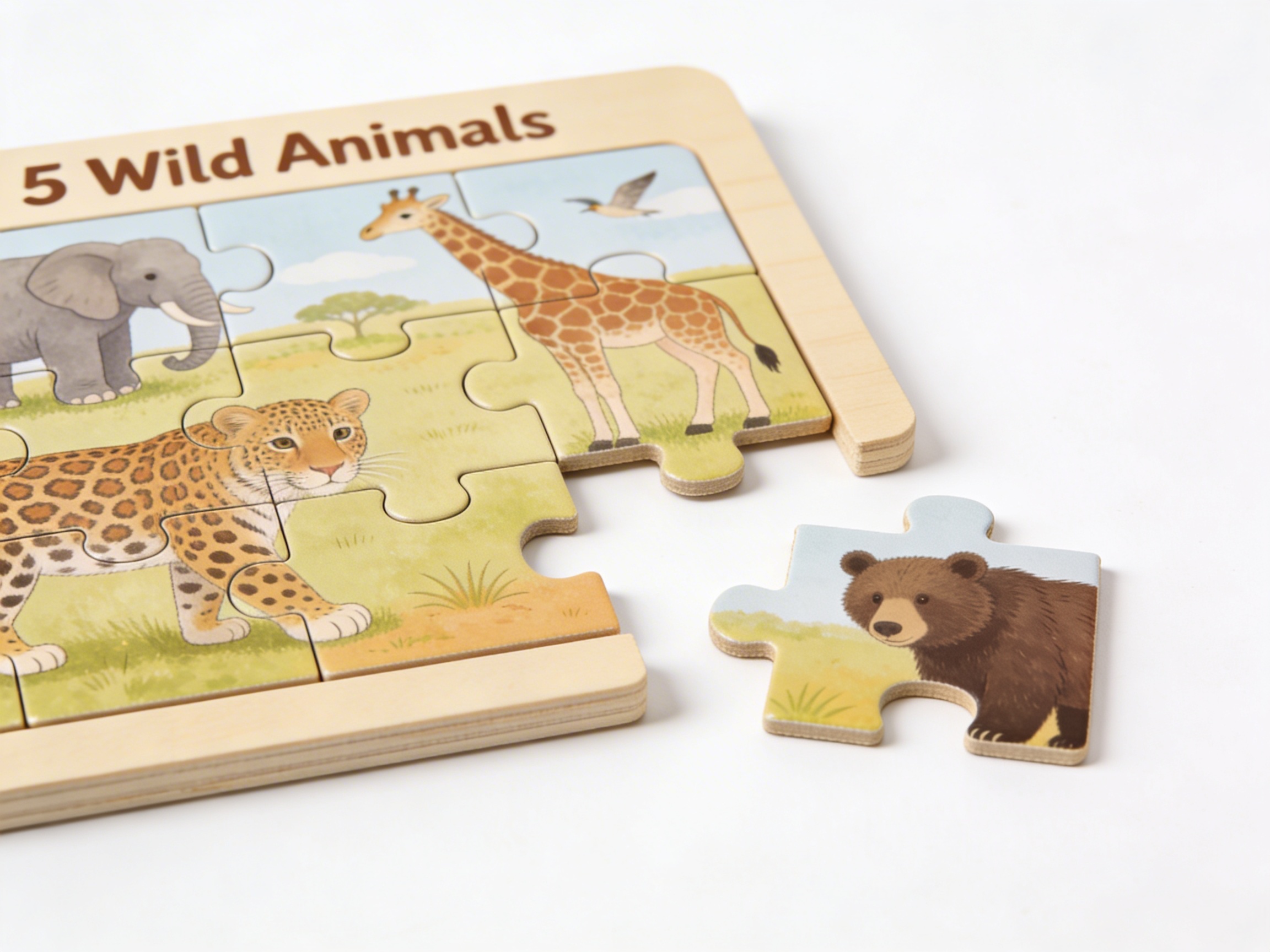 Toddler Puzzle: 5 Wild Animals