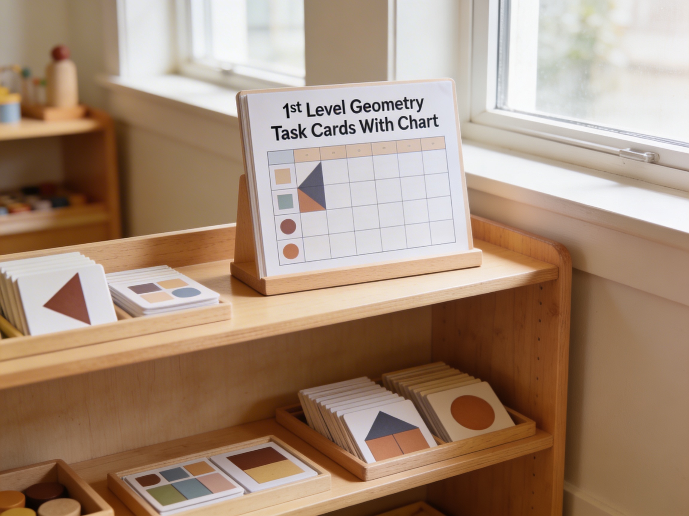 1st Level Geometry Task Cards With Chart